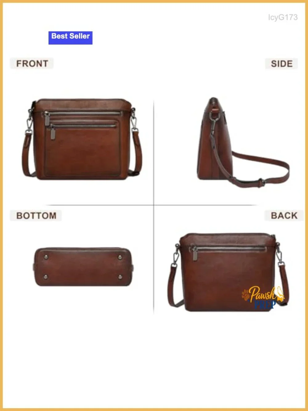 Genuine Leather Crossbody Bag Women Satchel Purse with Multiple Pockets